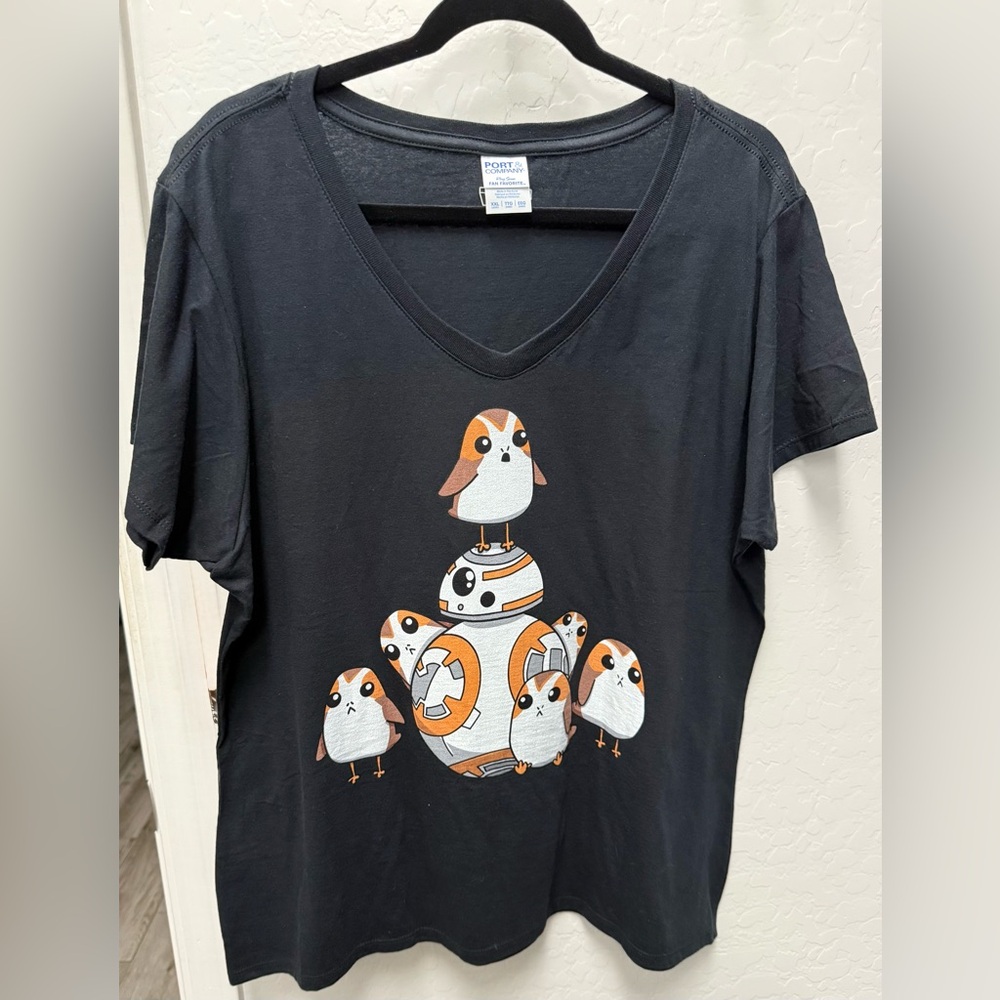 Porg V-Neck T-Shirt. Star Wars Licensed. Size XXL. NWOT.